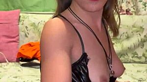 Pretty slave gives messy blowjob with deepthroat gagging and choking during rough face fucking domination session