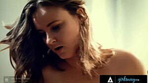 Unsatisfied brunette milf fantasizes romantic scissoring fuck with busty Angela White including fingering and tribbing