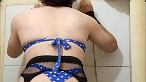 Feeling so emotional about the beautiful big ass bikini from my shemale friend in lingerie.
