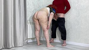 Old Lady's Big Ass Shakes During Intense Anal Fucking