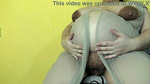 Pregnant Milf Wife Gets Horny Masturbating Hairy Pussy Fantasizing Raw Creampies!