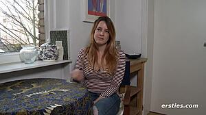 Do you want to watch Ersties sexy babe with big tits fingering shaved pussy and masturbating in heels?