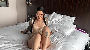 Hey, how's Morea Black fingering her small tits and squirting in that solo masturbation? It's wild with her tattoo and brunette vibe.