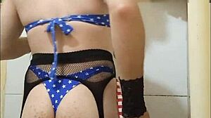 Feeling so emotional about the beautiful big ass bikini from my shemale friend in lingerie.