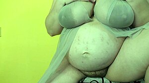 Pregnant Milf Wife Gets Horny Masturbating Hairy Pussy Fantasizing Raw Creampies!