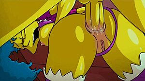 Subtle ride into Marge Simpson cowgirl anal with grandfather cum in mouth during storm warning sex