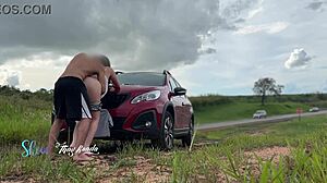 We Fucked Outdoors with Cars Passing By and Watching Us Creampie Pussy