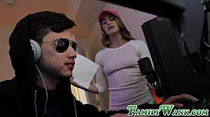 Cute teen Kenzie Madison gives sloppy blowjob to stepbrother with deepthroat