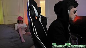 Cute teen Kenzie Madison gives sloppy blowjob to stepbrother with deepthroat