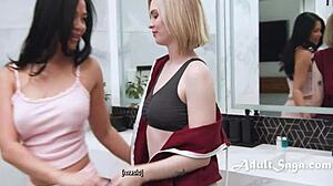 can you handle how strapped lesbian lilly bell fucks scarlett alexis with strapon until her pussy can't take more?