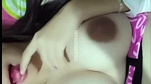 hey, watch this 18-year-old college girl playing with her toy in a fun homemade video