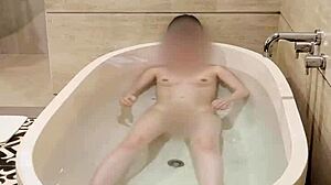 bathing of japanese college student with small waist and cute features