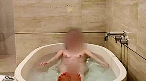 bathing of japanese college student with small waist and cute features