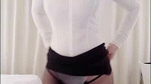 I personally perform as female M with extreme expression in role play OL strip game losing clothes piece by piece