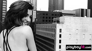 redhead teen skye blue strips fully and shows big natural tits