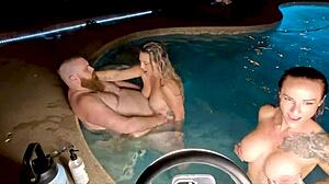 Hardcore hot tub threesome with Jasper Nyx and Luci Power live