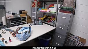 Bratty shoplifter suspect bends over for punishing doggystyle from cop in garage