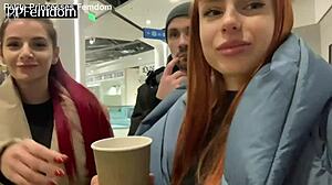 Whoa, these petite teen princesses are spitting on subs for outdoor femdom humiliation in wild FFM group