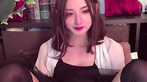 hey cute japanese crossdresser in net stockings does solo anal toy play