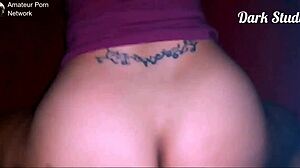 Young big-assed brunette takes cock from hung stud giving up asshole in dorm as free girlfriend