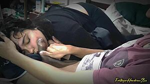 Tutorial To Play Free Fire While Chubby Best Friend Gives Blowjob And Gags Without Cumming