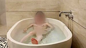 bathing of japanese college student with small waist and cute features