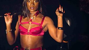 Skinny Ebony Milf Mistress Ana Foxx Teases with Lingerie Striptease