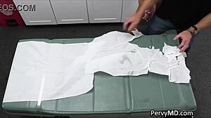 patient chokes and moves energetically while sporting comfy sneakers in session