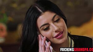 Teen brunette fucked hard by pervy old step grandpas!