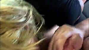 Streetwalker gives bareback blowjob, spits cum on dick, then sucks it off again in intriguing public hookup.