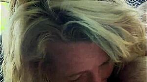 Streetwalker gives bareback blowjob, spits cum on dick, then sucks it off again in intriguing public hookup.