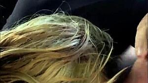 Streetwalker gives bareback blowjob, spits cum on dick, then sucks it off again in intriguing public hookup.