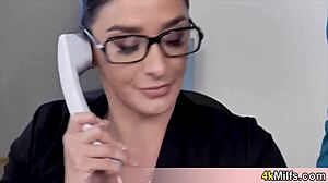 New secretary challenges boss lady to intense lesbian pussy licking in office showdown