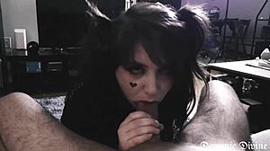 Cute goth girlfriend unleashes wild ahegao deepthroat in intense sloppy POV blowjob