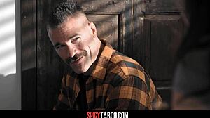 perv stepdad fucks naughty stepsons girlfriend from behind in doggystyle