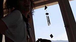 Naughty redhead Julia Vearth gets spanked then deepthroats cock in pov homemade casting with handjob and natural tits