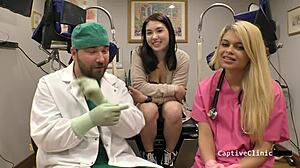 the new immigration policy s korean edition features mina moon as petite asian nurse in hospital with blonde blowjob and brunette face fucking