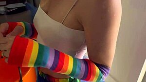 Bad bunny squirts wildly on cock after Halloween candy cum treat!