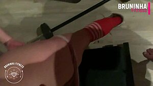 Fitness Redhead Gets Fucked Doggystyle On Gym Bench In Brazilian Couple Scene