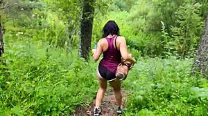 Wow, stepmom's naked outdoor walk teases with perfect body and feet!