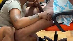 Suck this big black cock deep at the flea market for sloppy cumshot facial!