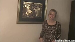 Intense toe sucking action between lesbians wearing silky stockings for femdom footjob fetish