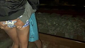 Wife asks for help crossing the train tracks and connects nicely with the helpful guy