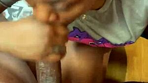 Suck this big black cock deep at the flea market for sloppy cumshot facial!