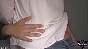 Brunette Sinn Sage And Lover Georgia Jones Scissoring With Pants On