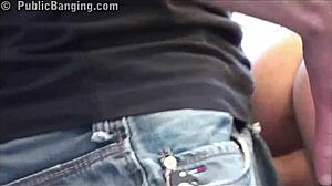 Big tits model Stella Fox banged in public subway gangbang threesome orgy