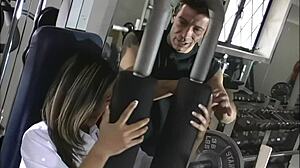 Petite asian teen lucy fucks hard in gym with monster cock!