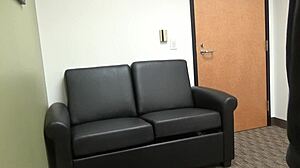 carrie b's casting interview turns into deepthroat blowjob and gagging on cock with her small tits out