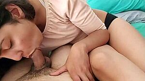 I Make Semen Come From His Penis With My Feet - Latina Performing Footjob To Her Roomie!