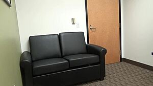 carrie b's casting interview turns into deepthroat blowjob and gagging on cock with her small tits out